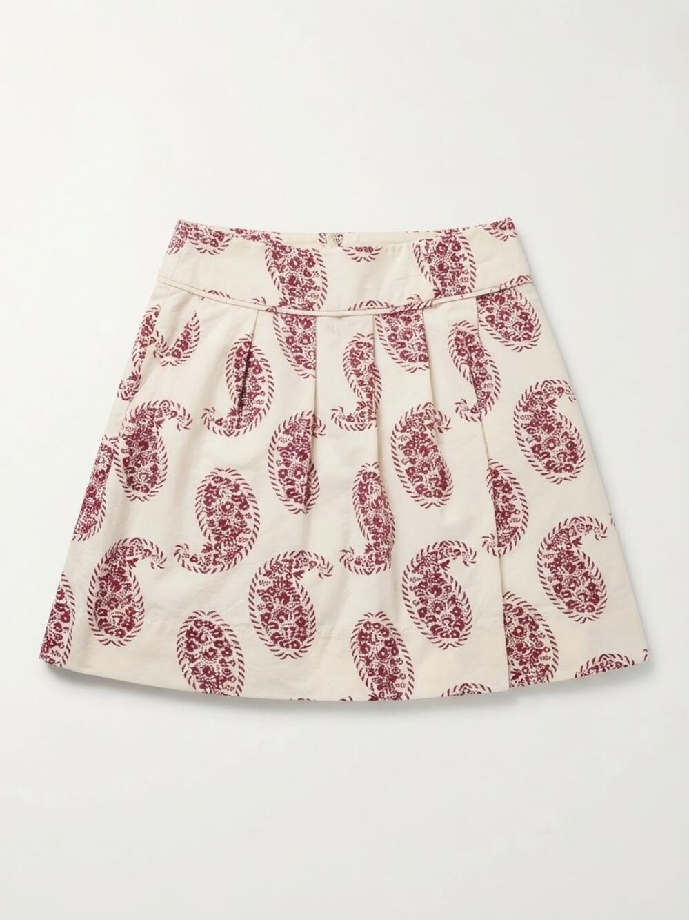 LOFT Petites Red White Paisley Linen Blend Mini Skirt Women Size 2P Boho Chic